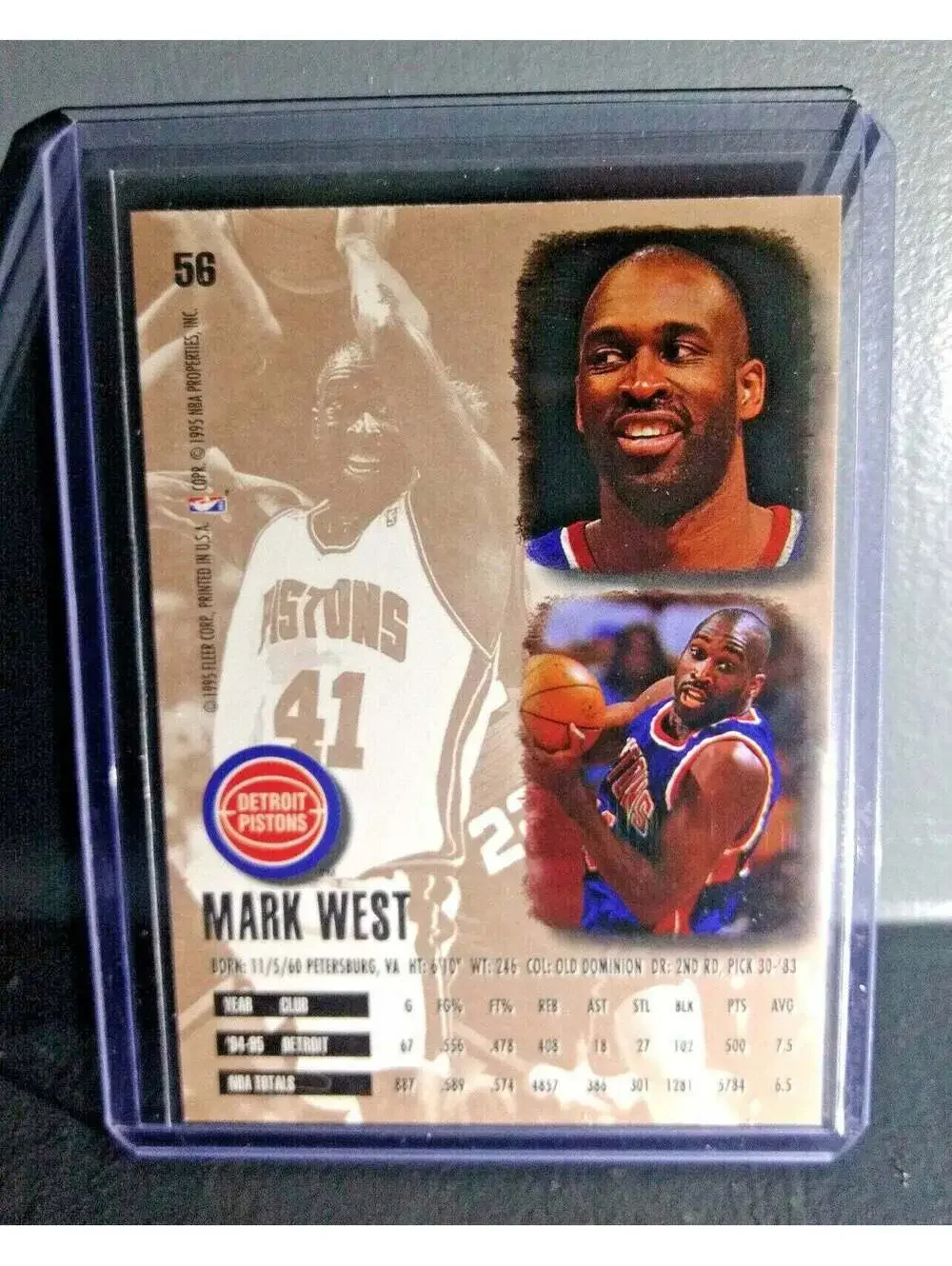 1995-96 Mark West Fleer Ultra #56 Basketball Card